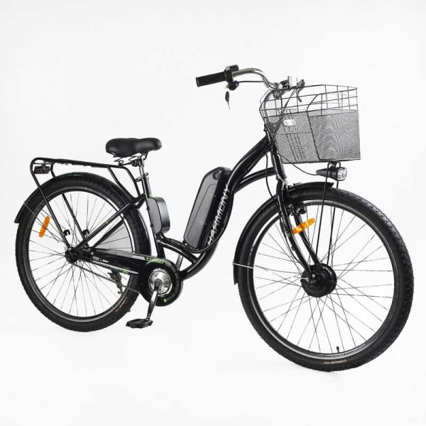 Електровелосипед Corso «HARMONY» 28" дюймів HR-28602 + КОШИК (1) рама сталева, двигун 350W, акум.36V10AH, фара, сигнал, зібраний на 75, у коробці