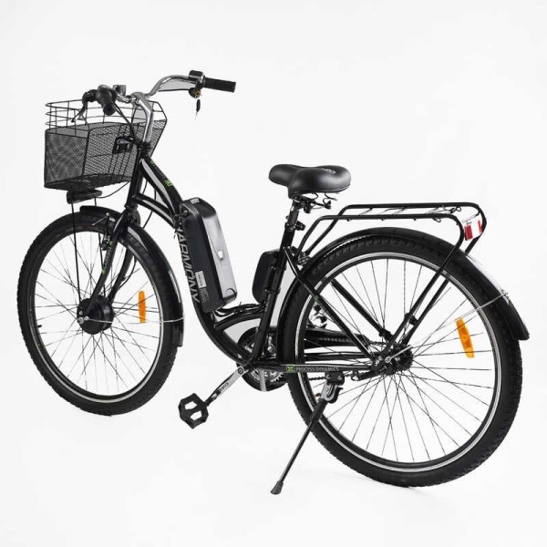 Електровелосипед Corso «HARMONY» 28" дюймів HR-28602 + КОШИК (1) рама сталева, двигун 350W, акум.36V10AH, фара, сигнал, зібраний на 75, у коробці