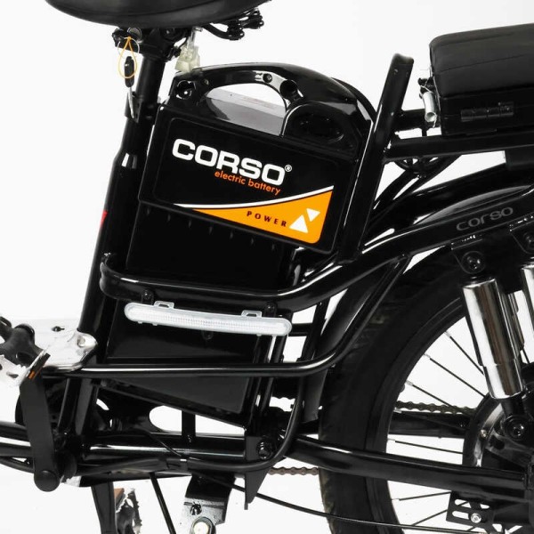 Електровелосипед Corso «Shadow» 22" дюймів SH-9038-7 / 9083-7 (1) ЧОРНО-ЧЕРВОНИЙ, рама сталева, двигун 500W, акумулятор 48V20AH, корзина, у коробці