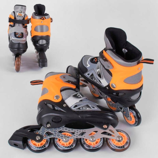 Ролики 6202-S Best Roller/розмір 30-33/колір - ПОМАРАНЧЕВИЙ (6) колеса PU, ПЕРЕДНЄ КОЛЕСО СВІТЛО, в сумці, d коліс - 6.5 см