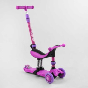 Самокат-велобег 3в1 трехколесный BS-26566 (4) Best Scooter, 3 колеса PU со светом, сидение, амортизаторы, родительская ручка