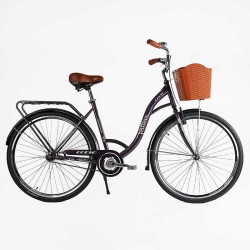 Велосипед міський Corso FORTUNA 28" FR-28722 + КОШИК одношвидкісний, сталева рама 20", корзина, багажник
