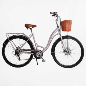 Велосипед міський Corso «Liberty» 28’’ дюймів LR-28833 (1) + КОШИK, сталева рама 20'', Shimano 7 швидкостей, корзина, багажник
