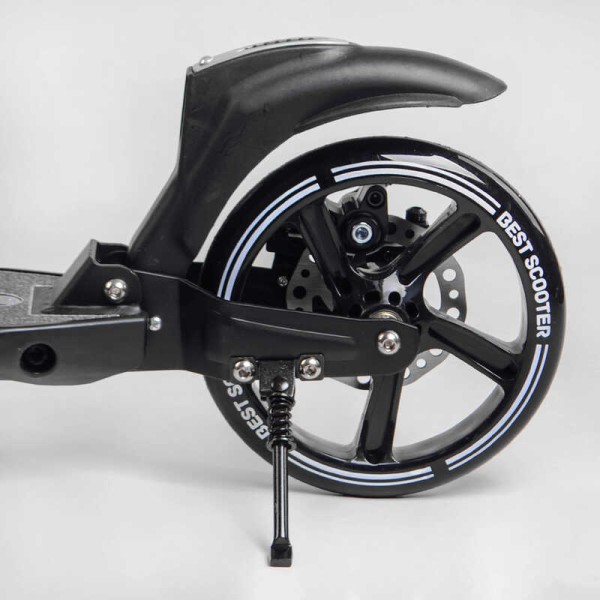 Самокат двухколесный "Best Scooter" 24215-B (2) ФАРА, переднее колесо PU 230 мм, заднее колесо 200мм, 2 амортизатора, дисковый тормоз, зажим руля