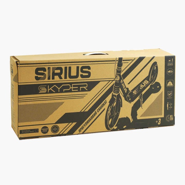 Самокат двоколісний "Skyper" S - 86735 (4) "Sirius", чорно-червоний, колеса PU 200 мм, 1 амортизатор, ручне гальмо, в коробці