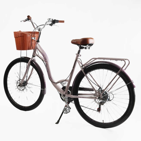 Велосипед міський Corso «Liberty» 28’’ дюймів LR-28833 (1) + КОШИK, сталева рама 20'', Shimano 7 швидкостей, корзина, багажник