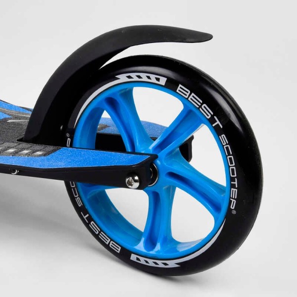 Самокат двухколесный Best Scooter 54664 (4) колеса PU - переднее 23 см, заднее - 20 см, 1 амортизатор, широкий руль, зажим руля, в коробке