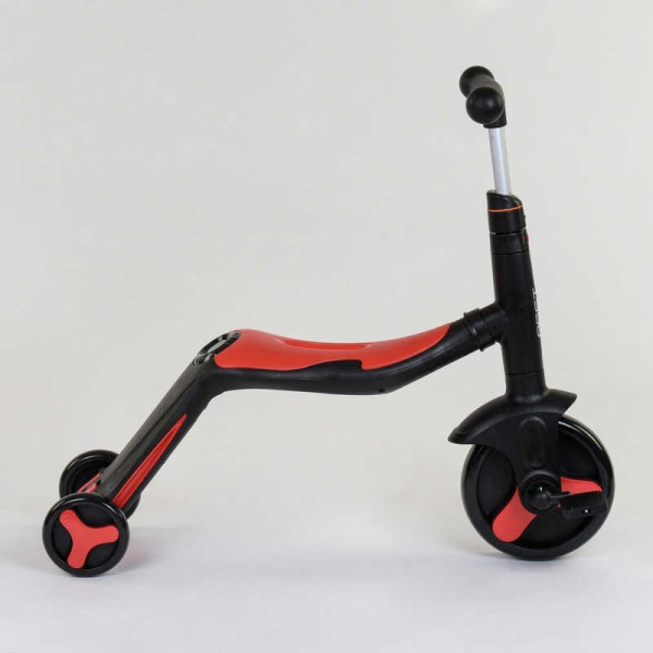 Самокат 3в1 JT 28288 Best Scooter, самокат-велобіг-велосипед, ЧЕРВОНИЙ, світло, 8 мелодій, колеса PU, переднє колесо d = 20см, задні d = 11см