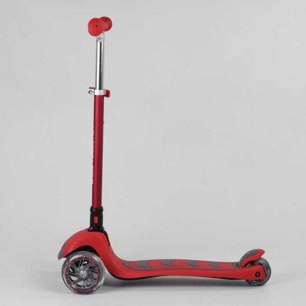 Самокат трехколесный Y-00325 (4) Best Scooter, КРАСНЫЙ, складной алюминиевый руль, 4 колеса PU со светом, d=12 см