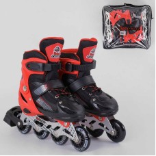 Ролики 40082-S Best Roller/розмір 30-33/колір - ЧЕРВОНИЙ (6) колеса PVC, ПЕРЕДНЄ КОЛЕСО СВІТЛО, устілка – 17-19.5 см, d коліс - 6.5 см, в сумці