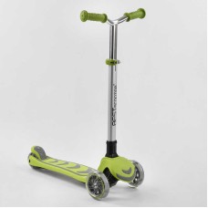 Самокат триколісний Y-00436 (4) Best Scooter, САЛАТОВИЙ, складне алюмінієве кермо, 4 колеса PU зі світлом, d = 12 см
