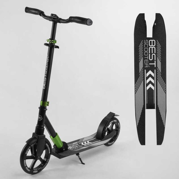 Самокат алюминиевый "Best Scooter" 93427 (2) колеса PU, d переднего колеса - 230мм, d заднего колеса - 215мм, 1 амортизатор передний, в коробке