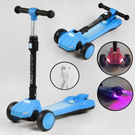 Самокат трехколесный LT-10635 Best Scooter с парогенератором (6) складной руль, ЗВУК МАШИНЫ, ДЫМ, СВЕТ, пластмассовый, колеса PU 120х35мм, в коробке