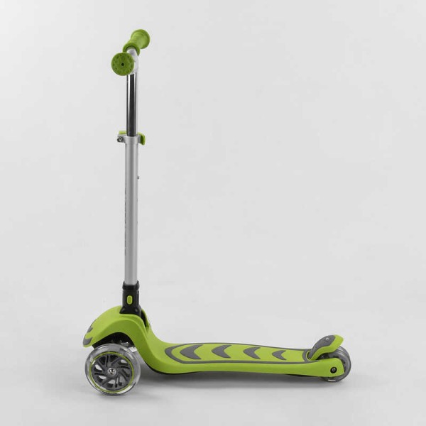 Самокат триколісний Y-00436 (4) Best Scooter, САЛАТОВИЙ, складне алюмінієве кермо, 4 колеса PU зі світлом, d = 12 см