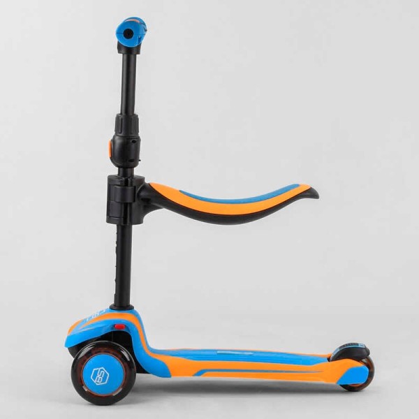 Самокат триколісний Best Scooter JS-30918 (4) з сидінням, алюмінієве кермо, 3 колеса PU зі світлом, d = 12 см