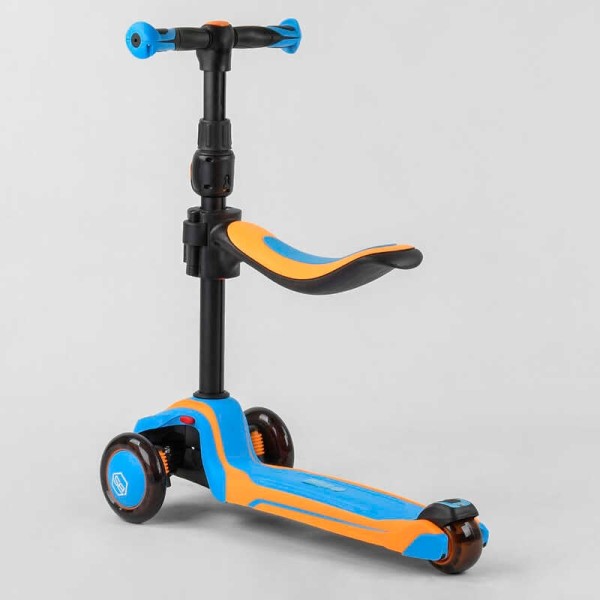 Самокат триколісний Best Scooter JS-30918 (4) з сидінням, алюмінієве кермо, 3 колеса PU зі світлом, d = 12 см