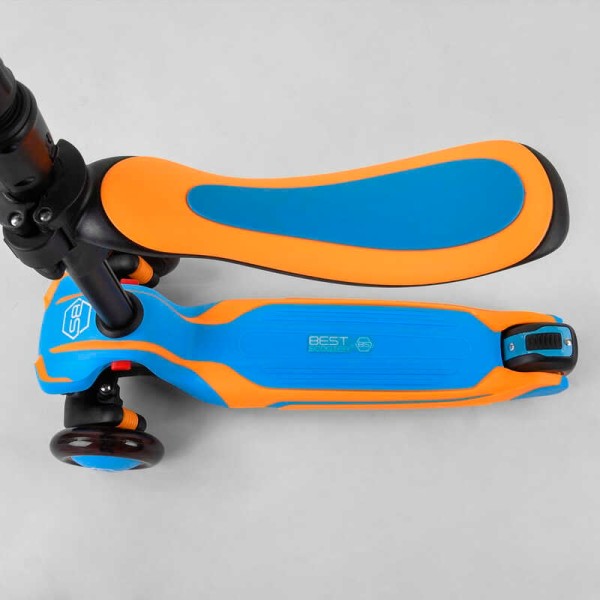 Самокат триколісний Best Scooter JS-30918 (4) з сидінням, алюмінієве кермо, 3 колеса PU зі світлом, d = 12 см