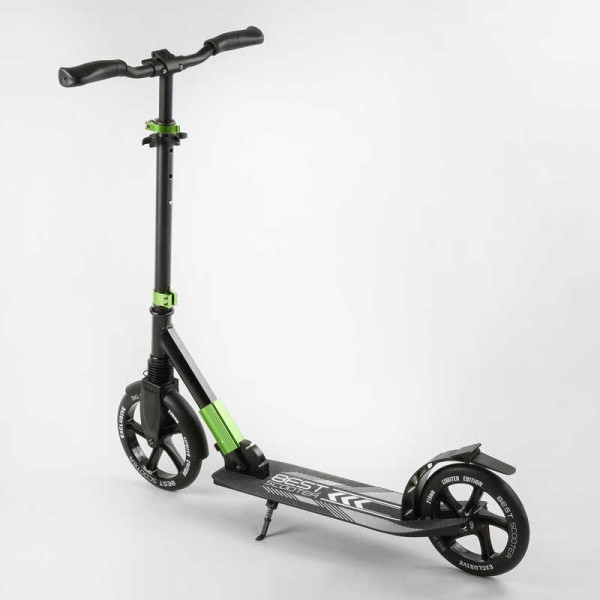Самокат алюминиевый "Best Scooter" 93427 (2) колеса PU, d переднего колеса - 230мм, d заднего колеса - 215мм, 1 амортизатор передний, в коробке