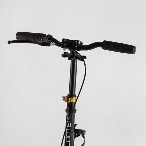 Самокат алюминиевый Best Scooter BS-98033 (4) "Factor", ручной дисковый тормоз, диаметр PU колес - 200мм, 2 амортизатора, подстаканник, в коробке