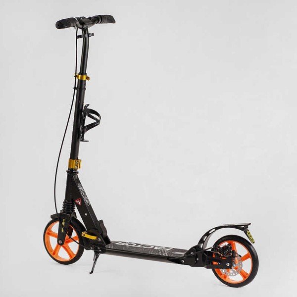 Самокат алюминиевый Best Scooter BS-98033 (4) "Factor", ручной дисковый тормоз, диаметр PU колес - 200мм, 2 амортизатора, подстаканник, в коробке