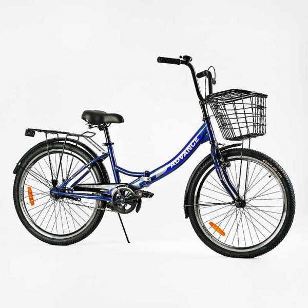 Велосипед складний Corso 24" Advance AD-24003  + КОШИК, одношвидкісний, складна сталева рама 14", корзина, багажник