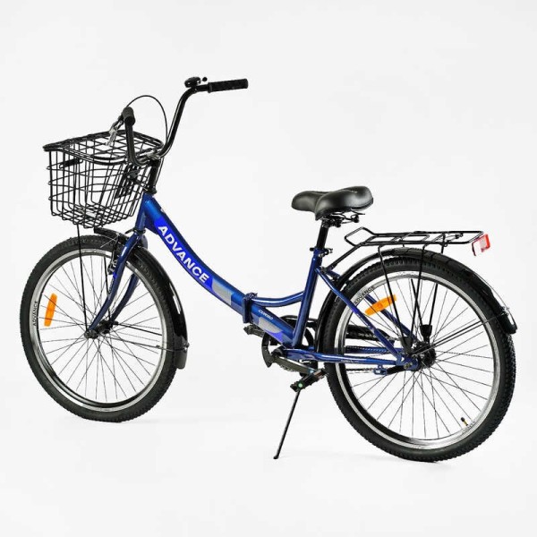 Велосипед складний Corso 24" Advance AD-24003  + КОШИК, одношвидкісний, складна сталева рама 14", корзина, багажник