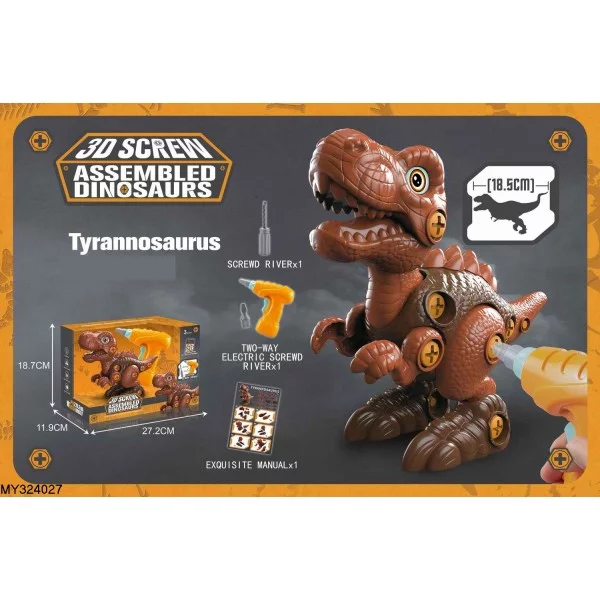 Конструктор 3D «Тиранозавр», зібраний на гвинтах з викруткою та шуруповертом 3169-33